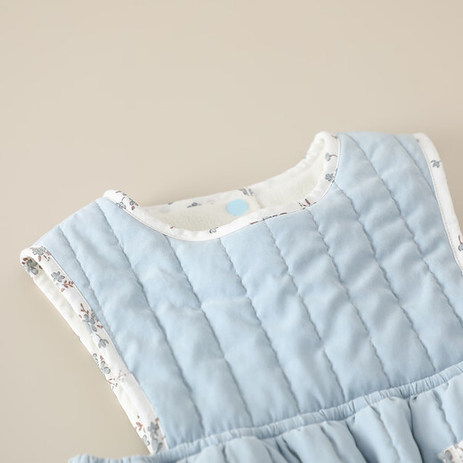 Mamie Maka (MOMOCO) children's clothing girls sleeveless dress 2025 winter baby Korean style splicing small floral quilted dress blue 73