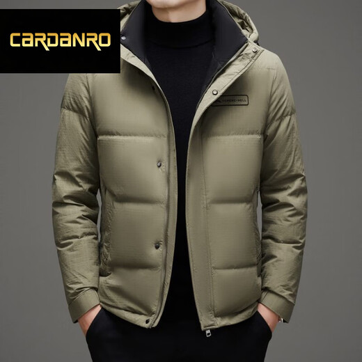 CARDANRO奢侈品牌高端中长款羽绒服男士冬季中老年加厚爸爸老人冬装外套 黑色 L 175