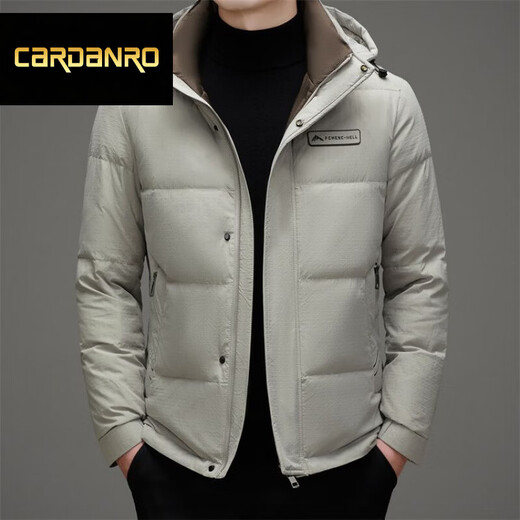 CARDANRO奢侈品牌高端中长款羽绒服男士冬季中老年加厚爸爸老人冬装外套 黑色 L 175