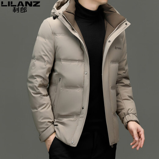 利郎（LILANZ）高端男装羽绒服冬季新款中青年休闲防寒衣服加厚保暖可拆帽外套男 蓝色 3XL 190