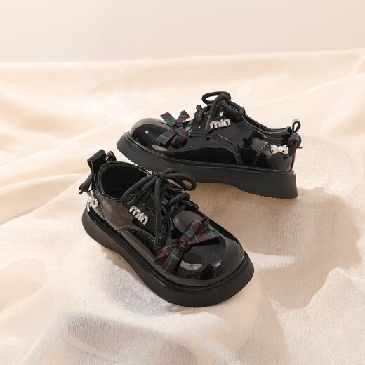 Tongmeng Sunny Children's Leather Shoes 2026 Spring New Girls Princess Shoes Black Loaf Shoes with Skirt Soft Sole Shoes