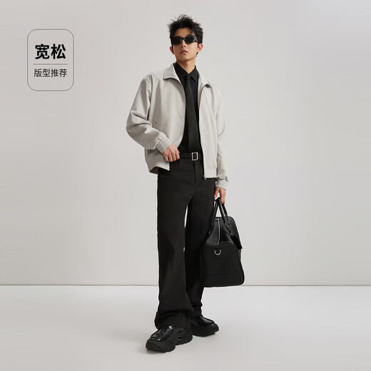 CABBEEN textured jacquard fabric jacket men's imitation tie-dye casual commuting all-match 2026 spring stand-up collar jacket apricot 15 S /165/46