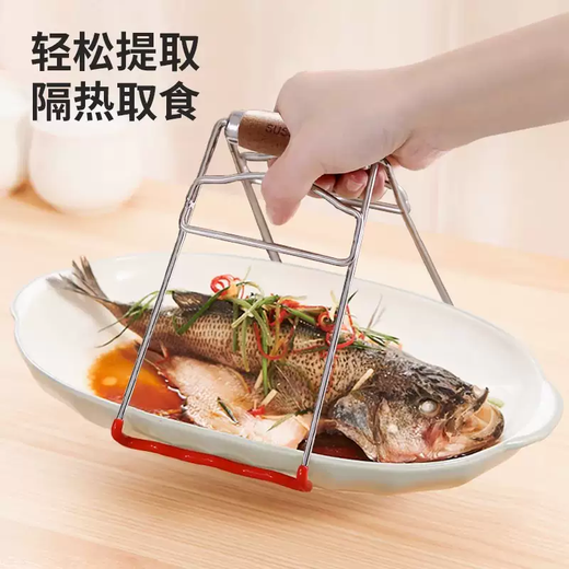 Yusenyi high-end 304 stainless steel anti-scalding bowl clips, silicone anti-slip vegetable trays, new tray clips, steamer steamer clips, 304 stainless steel anti-scalding clips (silicone anti-slip edging)