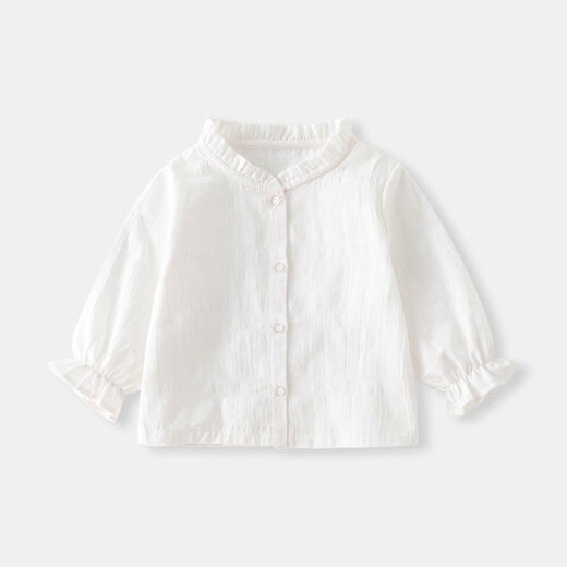 BORBOON B Girls' Shirt Long Sleeve Spring Clothes 2026 New Baby Girl Bottoming Shirt Clothes Children's Shirt Spring and Autumn Top White 8172 80