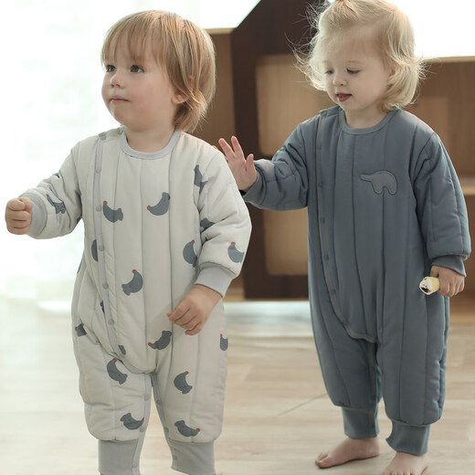 Bali Piggy baby quilted jumpsuit winter thickened warm cotton jacket newborn cotton clothes outing cotton coat winter baby clothes gray blue 59cm