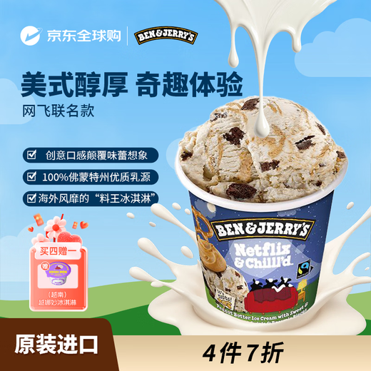 BEN & JERRY S USA Ben & Jerry's Ice Cream Netflix Co-branded Large Bucket Ice Cream 465ml Family Pack Ice Cream