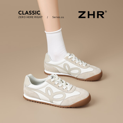 ZHR Zeze Dexun Shoes Women's 2026 Spring New Versatile Flat Bottom Light Fashion Casual Sports Shoes Women BT239 Beige 35