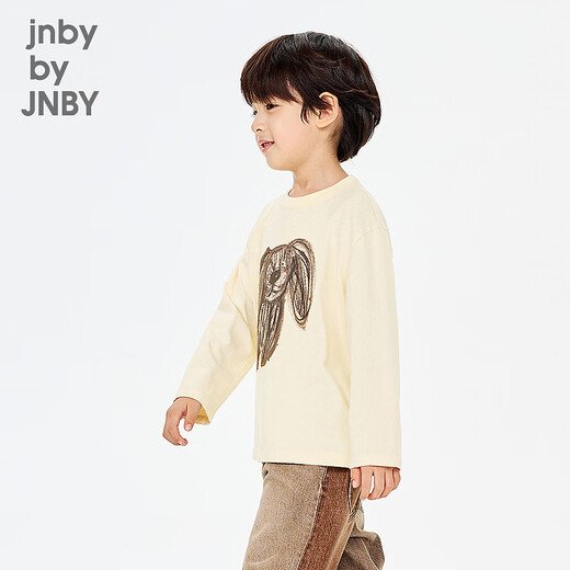 Jnby by JNBY New Jiangnan Buyi children's clothing long-sleeved T-shirt H-shaped loose round neck pullover 26 spring boys and girls 1Q2111760 752/cheese yellow 100 cm