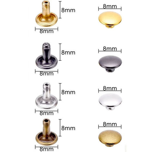 He Jiagong Metal Copper Double-sided Rivet Leather DIY Leather Goods Installation Tool Flat Rivet Hitting Nail Gun Color 8mm20 Set