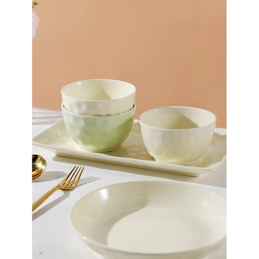 Tuojin bowl household ceramic rice bowl tableware soup bowl instant noodle bowl household stone pattern creative personality 2025 new bowl 4.75-inch stone pattern milky white bowl 4 pieces can be put into the disinfection cabinet