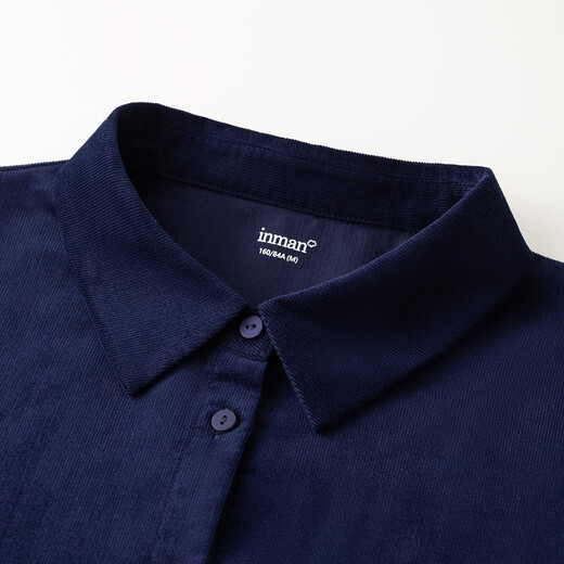 INMAN pure cotton commuting simple long-sleeved shirt for women 2026 spring professional all-match casual corduroy layered shirt dark royal blue M