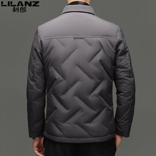 LILANZ high-end light down jacket men's autumn and winter new middle-aged and elderly dad business casual lapel jacket short jacket coffee color 3XL 190