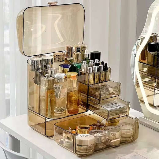 Yusenyi large-capacity product storage box dressing table dust-proof skin care product storage rack transparent color extra large storage box + SF1225