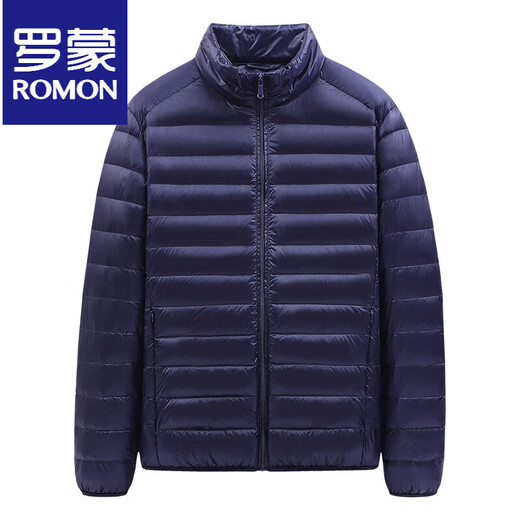 罗蒙（ROMON）2025年冬季新款轻薄羽绒服男立领90%鸭绒运动轻便保暖外套情侣款 90182黑色 均码 (95-115斤)