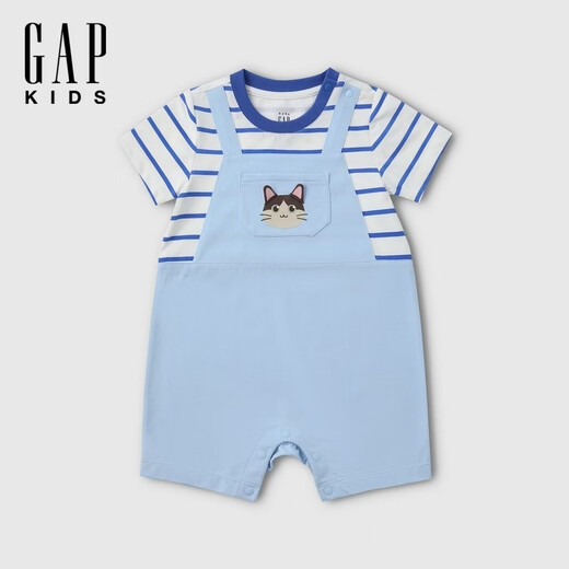 Gap Gap Infant and Toddler 2026 Spring New Cute Fake Two-piece Shorts Jumpsuit Children's Romper 867628 Sky Blue 66cm (3-6 Months) Asian Size