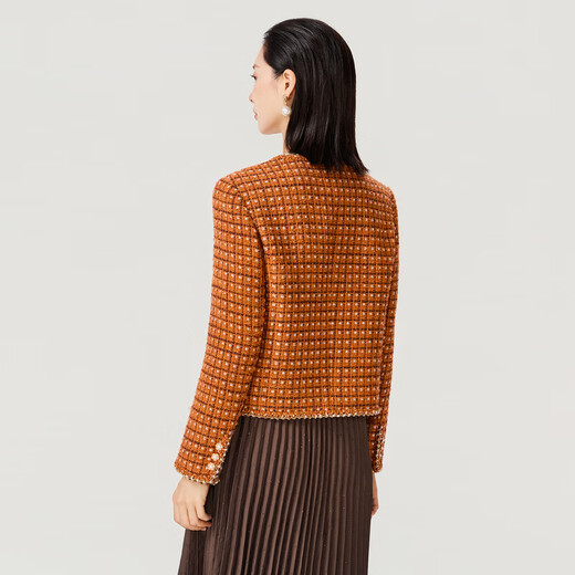 NAERSI Li Bingbing's same style - Caramel Sunset Orange Chanson Sheep Wool Jacket Set 26 Spring New Style Bright Orange - Jacket M