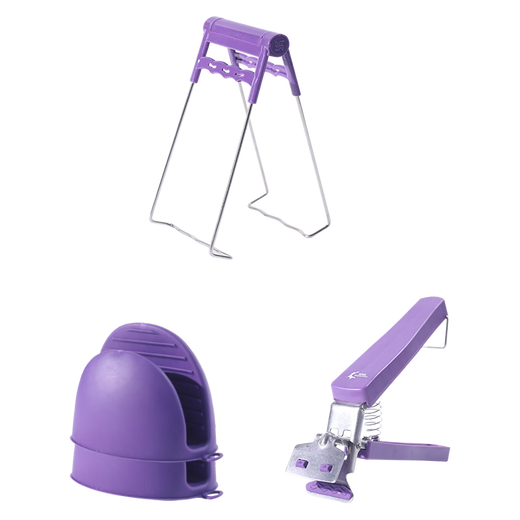 Yingtang Live Exclusive Dibolang household anti-scalding bowl clamp anti-slip silicone three-piece set purple three-piece set