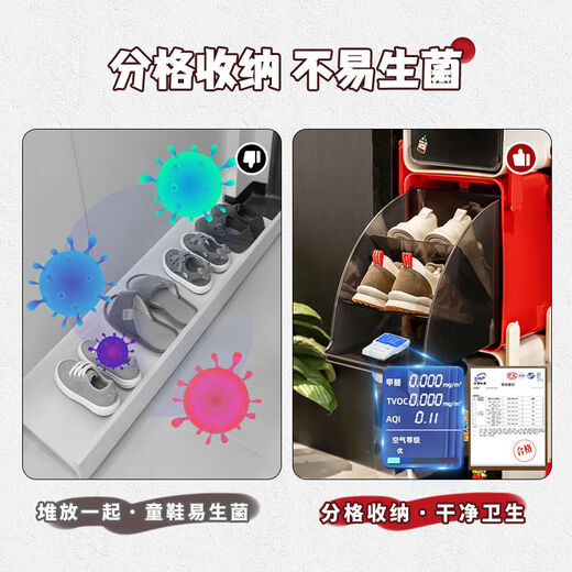 Fantasy Shoe Rack Shoe Storage Storage Shoe Box Layered Children's Shoe Storage Box Cream White + Cinnabar Red + Cream White + Children's Shoe Box Storage 6 + 9 pairs