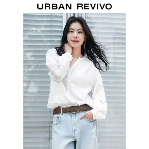 UR2026 Spring New Women's Pastel Style Casual Floral Embroidered Cardigan Shirt UWH260020