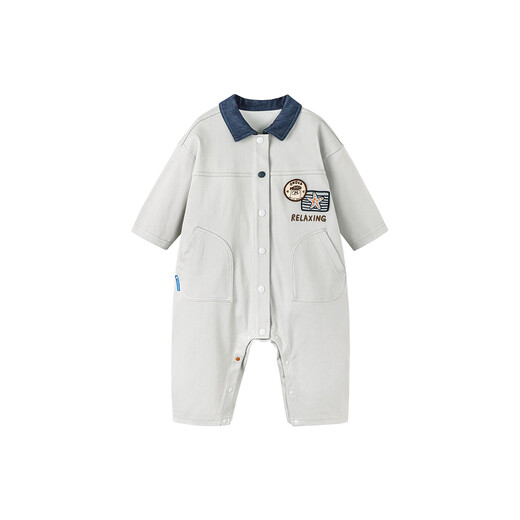 Minibala baby clothes for men and women, imitation denim retro jumpsuit, soft going out, spring new style