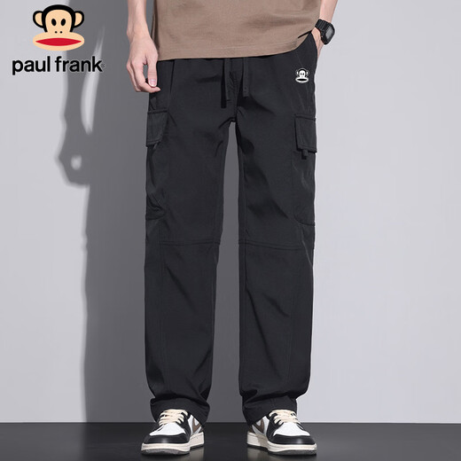 Paul Frank overalls men's spring American straight pants men's trendy casual pants men's trousers black 4XL