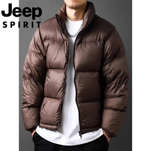 JEEP Jeep International Brand Glossy Down Jacket Men's Winter Stand Collar Loose Casual Sports Bakery Warm Jacket Black L