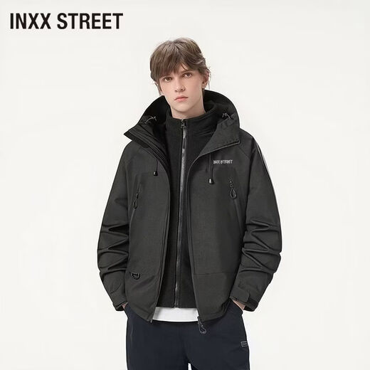 Inxx (inxx) INXX STREET Casual Hooded Sports Jacket Men's 2026 Spring and Autumn American Loose and Versatile Two-piece Set Black L