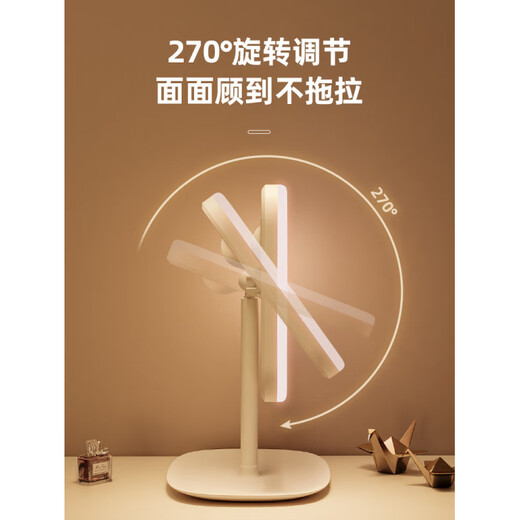 Cosmetic mirror with light, home LED mirror, student dormitory office desktop, desktop vanity mirror, portable ultra-high definition, large screen high-definition LED monochrome lamp bead model - round mirror white