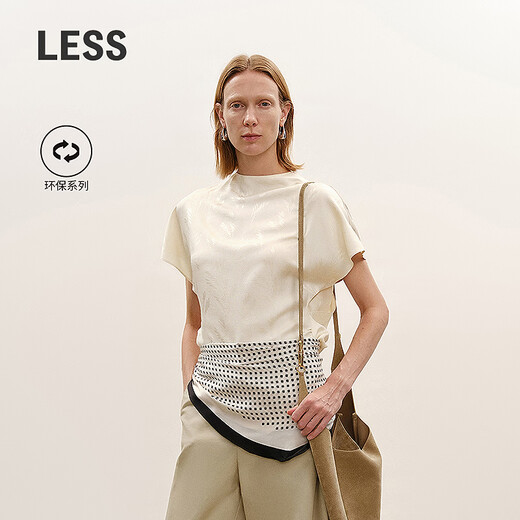 LESS shopping mall same style/CNY series 2026 Spring New Chinese silk short-sleeved shirt for women 2Q2216810 110 beige S