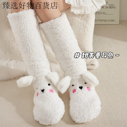 Puppy plush socks for women in autumn and winter, thickened lamb velvet floor socks, warm and velvet home sleeping socks, foot warmer artifact, puppy outfit, cute and fun, velvet and thickened 1 pair