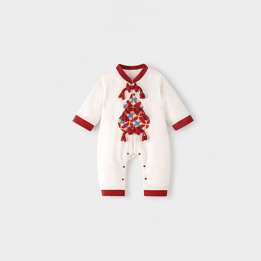 Koala nose, there will be fortune soon, new Chinese New Year clothes, baby New Year Chinese style quilted New Year greetings jumpsuit, crimson 66cm