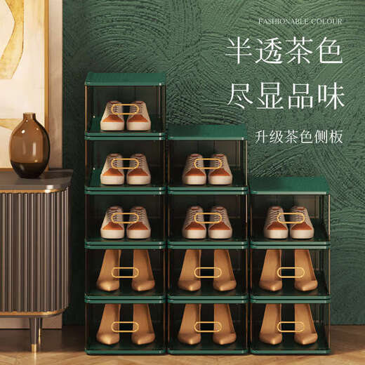 He Jiagong hard plastic shoe box shoe storage box best-selling list Internet celebrity transparent shoe cabinet shoe storage artifact space-saving shoe box classic version simple white 5 pieces (transparent side panel) 26.3x34x17.2cm