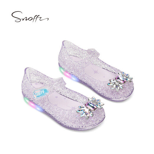 Snafy Flash Shoes Girls Princess Sandals Jelly Shoes Spring and Summer Girls Fashion Elsa Crystal Shoes Taro Purple 29