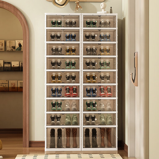 Yusenyi shoe box storage box transparent installation-free shoe cabinet all-in-one home door folding shoe rack for shoe storage artifact six-layer shoe cabinet (six short) 44x35CM 44x35x17cm