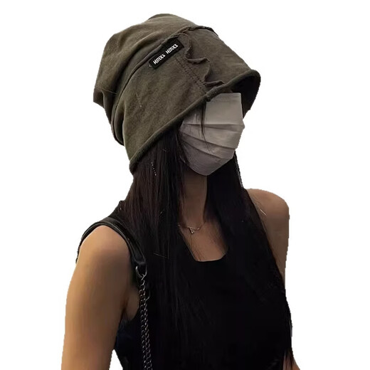 Lisao (lishao) Retro Versatile Curly Heap Hat Women's Street Fashion Brand Fur-Edge Baotou Hat Women's Large Head Circumference Loose Retro Cold Hat Wasteland Style Striped Hat - Khaki One Size (About 57cm)