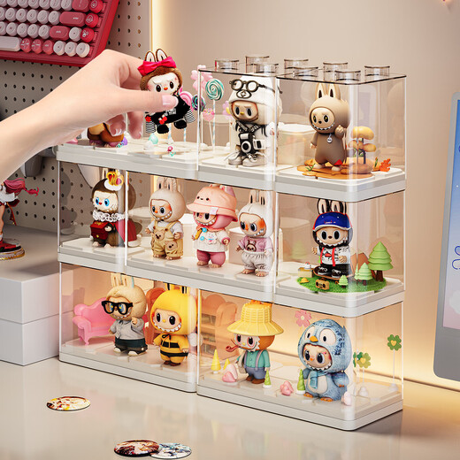 Blind box storage display stand, transparent acrylic figure display cabinet, suitable for stars, Bubble Mart display box, extra large 2 pack, 36 DIY building block bases, no installation needed, ready to use out of the box