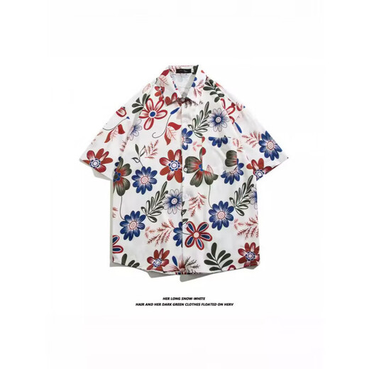 Quick-drying beach short-sleeved floral shirt for men and women, 2025 summer new style seaside Hawaiian shirt, five-quarter sleeves 5174 M