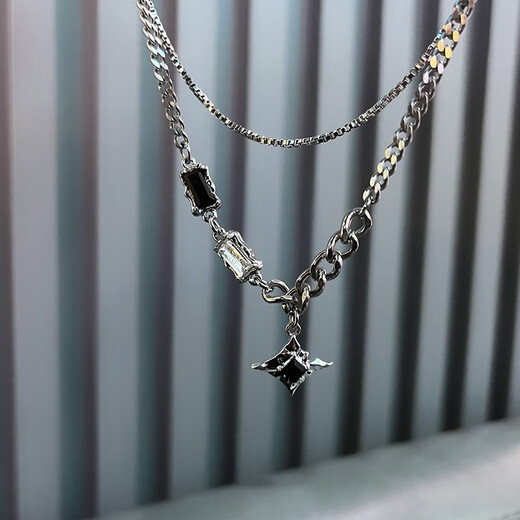 Qi Xiaomi Starlight double-layered men's necklace men's trendy clavicle chain niche high-end pendant fashion jewelry birthday gift