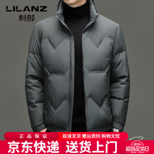 LILANZ Зимний повседневный пуховик Мужская утолщенная теплая куртка с воротником-стойкой Деловая мужская свободная короткая зимняя куртка на утином пуху Черная M 170/92A