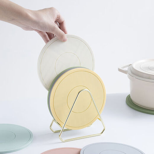 Yusenyi Coaster Household Silicone Insulation Mat Dining Table Pot Coaster Coaster Non-slip High Temperature Resistant Simple Placemat Off-white 1 piece Insulated