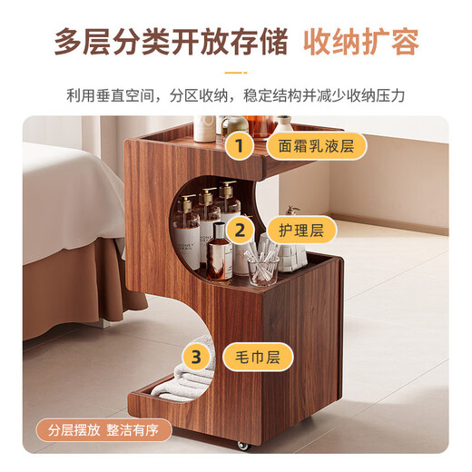 Special trolley for Yong Huan Beauty Salon, wooden movable care instrument storage rack, cosmetic hand push advanced tool cart, warm white 46x40x86CM, official standard configuration