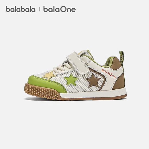Balabala children's shoes children's outdoor shoes for boys and girls 2026 new spring and autumn mesh breathable and comfortable sports shoes non-slip shoes green tone 00344 23 (foot length 14)