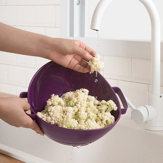 Camellia double vertical sieve kitchen vegetable basket plastic drain basket thickened fruit basin A35002 green