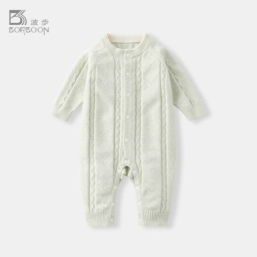 BORBOON B baby clothes jumpsuit spring and autumn small month old newborn boy sweater outing clothes infant and toddler romper for women light green 59cm