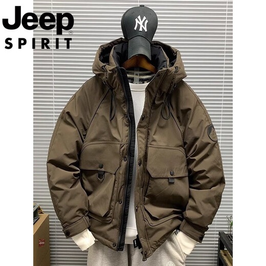 JEEP, международный бренд, рабочая одежда, мужская пуховая куртка с капюшоном, зима 2026, теплая и холодостойкая, уличная, повседневная, на утином пуху, фиолетовая, XL