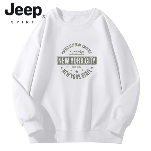 JEEP SPIRIT American retro letter print sweatshirt men's round neck 2026 spring and autumn new ins trend large size loose top navy blue round neck sweatshirt-9111 regular S recommended 95-120Jin Jin equals 0.5 kg