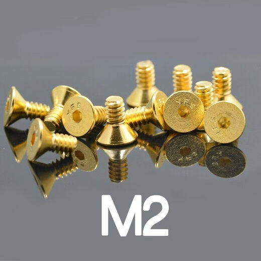 CLCEY129 high-strength countersunk head hexagonal screws M2416 titanium-plated gold M2*6 titanium-plated full teeth 100 pieces