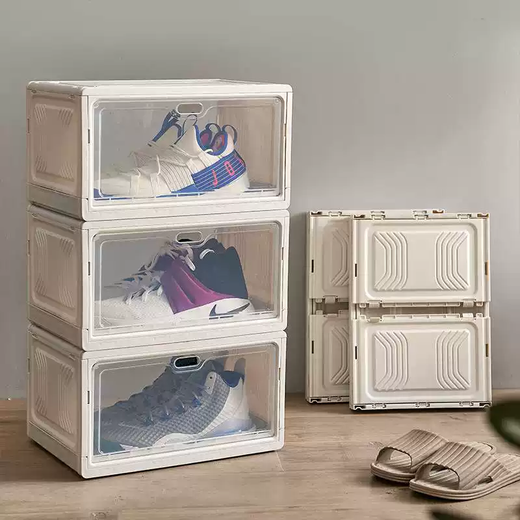 Yusenyi transparent folding plastic box shoe box shoe storage box flip cover single-pack sneakers dust-proof household installation-free wardrobe blue shoe box blue shoe box