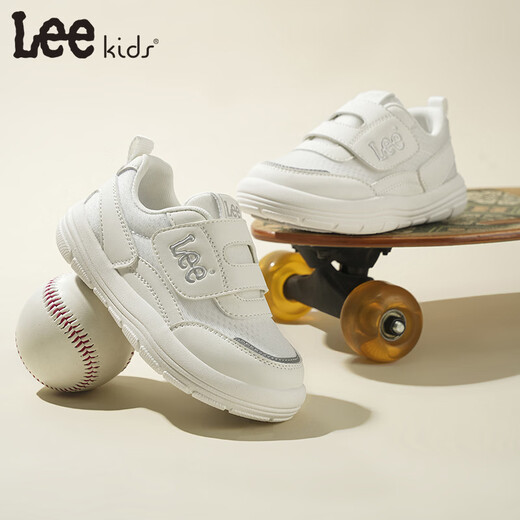LEE KIDS children's shoes spring new children's dad shoes versatile mesh soft bottom running shoes for men and women white 26