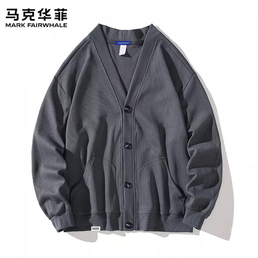 MARK FAIRWHALE American Retro Casual V-Neck Sweater Men's 2026 Spring New Loose Comfort Fashion Trendy Brand Versatile Top White Official Authentic M Recommendation 110-125 Jin Jin equals 0.5 kg